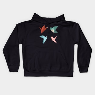 Soft pastel set of origami birds Kids Hoodie